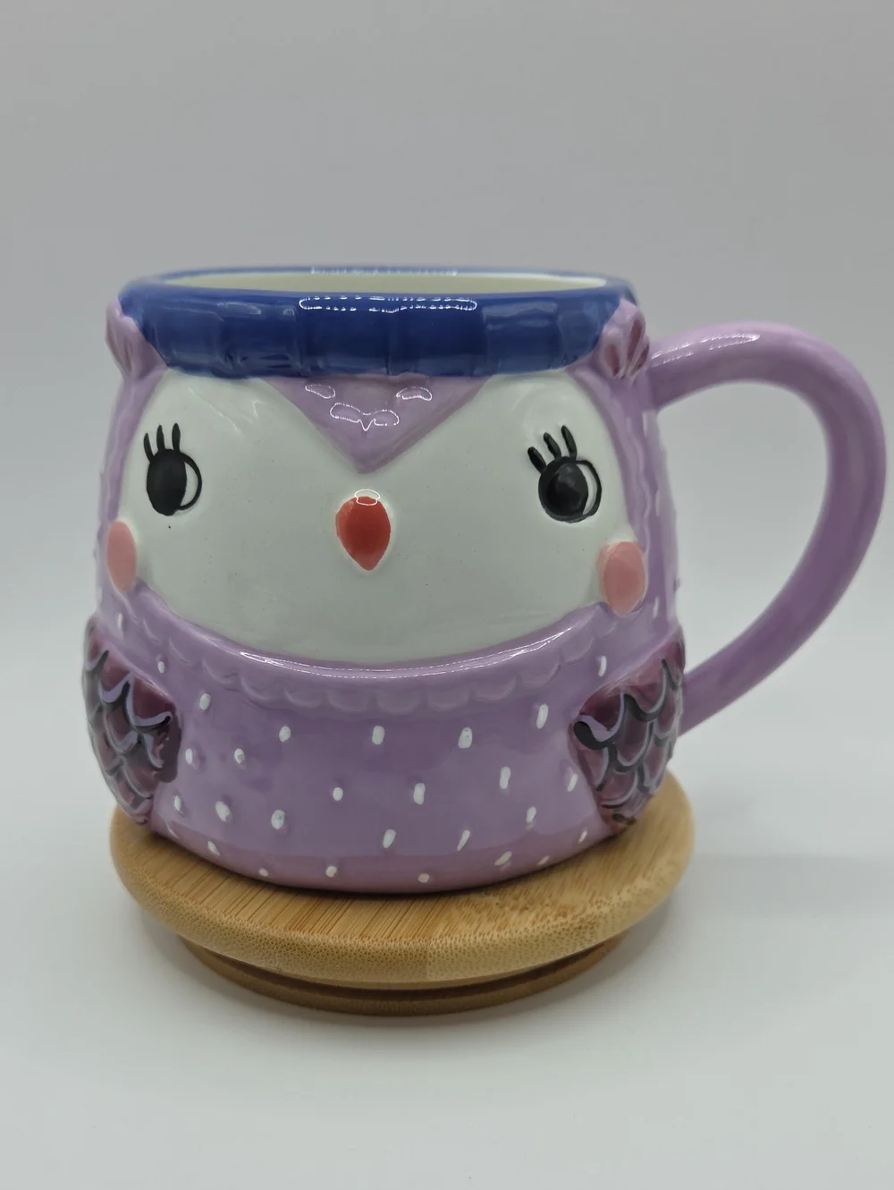 Sur La Table Lavender Owl Ceramic Mug 3D Effecr